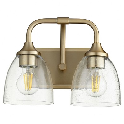 Quorum Lighting Enclave Glass 2-Light Aged Brass Wall Sconce