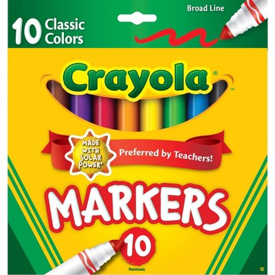 Crayola Markers Broad Line 10ct Classic: Non-Toxic Artist Markers for Kids, Multicolored School Supplies