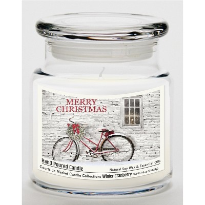 Courtside Market Merry Christmas Winter Cranberry 18oz Soy Wax Candle Glass Jar & Lid
