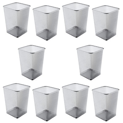 YBM Home 5 Gallon Silver Steel Mesh Square Open Top Waste Basket Trash Can (2487),10-Pack