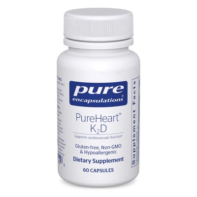 Pure Encapsulations PureHeart K2D - Heart Health* - with Vitamin K2 & D3 - Cholecalciferol Vitamin D & MK-7 - Non-GMO & Vegetarian - 60 Capsules