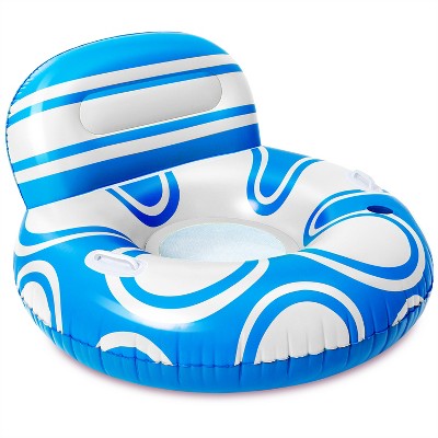 Joyfy 42'' Big Seatback Pool Float Air Sofa Lounger Adult, Inflatable Pool Lounge Chair with Handle & Cup Holder for Lake River Beach Water Fun