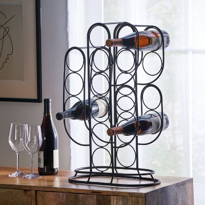 KTMBDW Countertop Wine Rack - 13 Bottle Freestanding Modern Metal, Tabletop Wine Holder Stand for Cabinet,Pantry - Wine Racks Countertop, Black