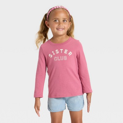 Toddler Girls' Long Sleeve Sister Club Graphic Shirt - Cat & Jack™ Rose Pink