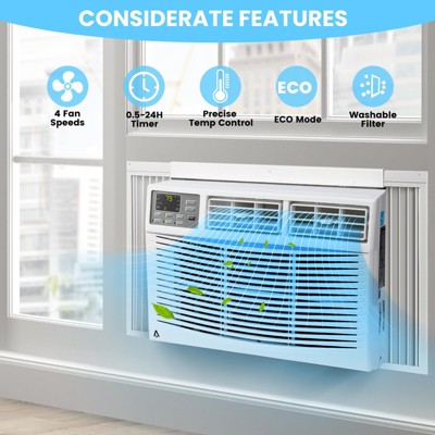 12000btu Window Air Conditioner With Wi-fi Enabled, Remote Control, Air Conditioner Window Unit Cooling Up To 550sq.ft, 115v Window Ac Units For Rooms