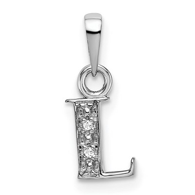 Black Bow Jewelry The Chloe Mini Diamond Accent Initial L Pendant in 14k White Gold