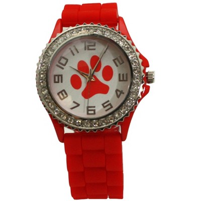 Olivia Pratt Every Day Silicone Paw and Rhinestones Colorful Women Watch