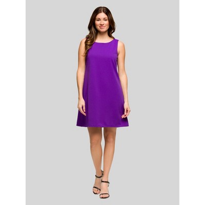 24seven Comfort Apparel Womens Solid Color Sleeveless Mini Shift Dress