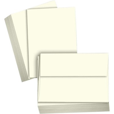 Hamilco Card Stock Blank Note Cards with Envelopes Flat 5" x 7" Cream Cardstock Paper 100lb Cover - 100 Pack