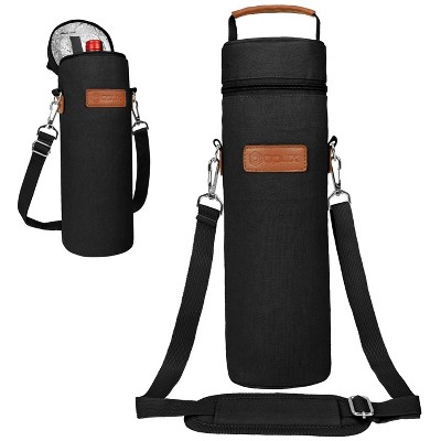 OPUX Wine Bag Single Bottle Carrier Tote Shoulder Strap, Insulated Thermal Carry Case Cooler Travel Picnic Beach Gift