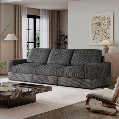ATJafurn Corduroy Sectional Sofa Modern Modular Oversized Upholstered Couch with Comfy Pillows Deep Seat For Living Room Bedroom Apartment Office