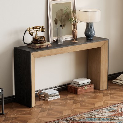 NicBex Minimalist Elegant Console Table with Fireplace Design,Wood Grain Entryway Table for Living Room,Hallway