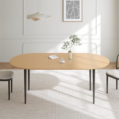 Dovelina Oval Wood Dining Table Kitchen Table with Metal Legs