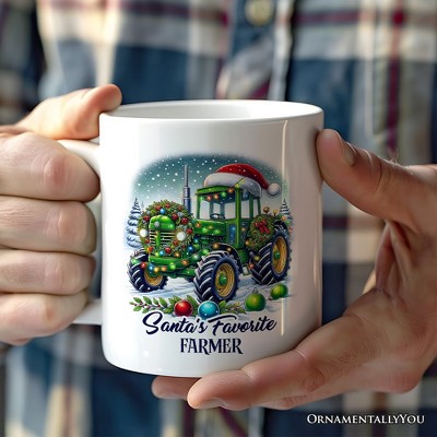 Santa's Favorite Farmer Mug, Christmas Green Tractor Gift (Non-Custom Only)| OrnamentallyYou