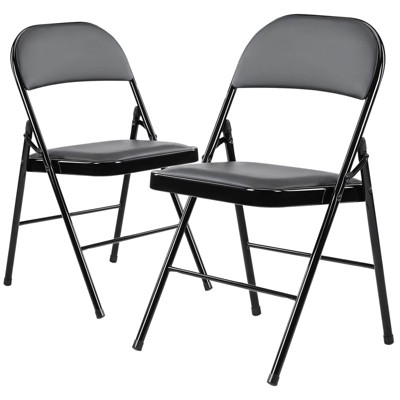 MyDepot Folding Chair with Leather Cushions and Sturdy Metal, for Indoor and Outdoor
