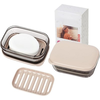 Aoibox Leakproof Travel Soap Holder Dish, Portable Soap Case for Shower, Gym, Dorm, Bathroom, Camping Essentials, Khaki