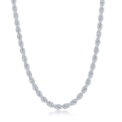 Links of Italy Sterling Silver 4.5mm Loose Rope Chain - Rhodium Plated - Available Sizes: 18  , 20  , 22  , 24  Inches