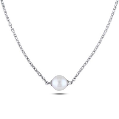 EVERLY JEWELRY  |   Sterling Silver 9 - 9.5 MM Cultured Freshwater  Pearl Necklace With Chain