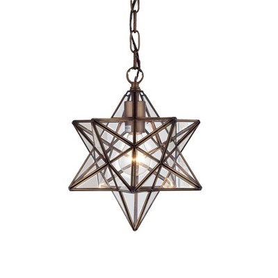 14" x 14" x 14" 1-Light Minkar Pendant Brown - Warehouse Of Tiffany: Metal Hanging Lamp, ETL Listed