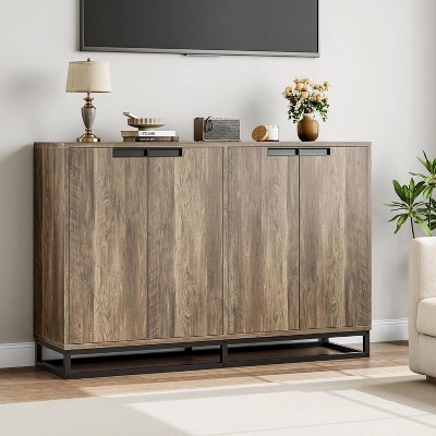 55" Modern Buffet Sideboard - Kitchen Storage Cabinet with 4 Doors & Adjustable Shelves for Dining Room