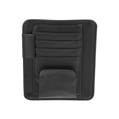 Unique Bargains PU Leather Car Sun Visor Organizer Glasses Holder Card Holder Auto Accessories Pocket Organizer 4.92"x5.91"