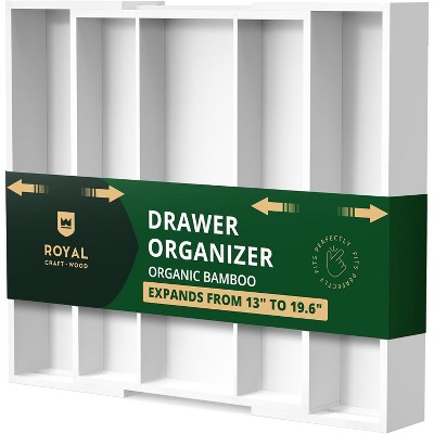 Expandable Silverware Drawer Organizer 7-9 Slots - Bamboo Utensil Organizer 17.5 x 13.5 - 20 - Royal Craft Wood