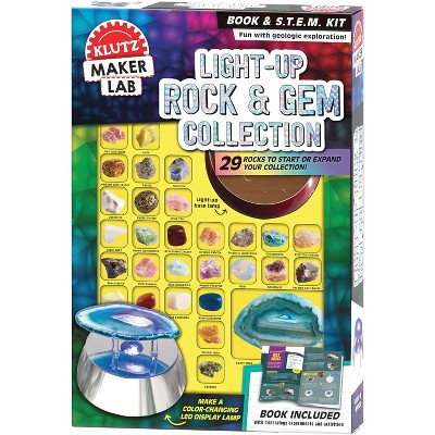 Klutz Light‑Up Rock & Gem Collection STEM Kit, Includes 29 Rocks, Lamp & Guidebook, Ages 8 and Up