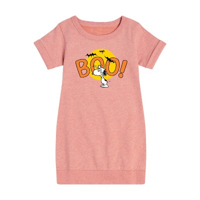 Girls' - Peanuts - Boo Snoopy Graphic Short Sleeve Fleece Dress