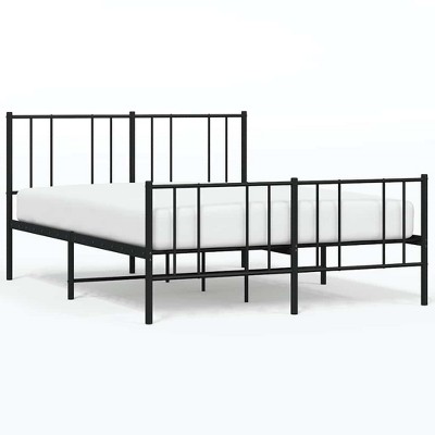 vidaXL Metal Bed Frame without Mattress with Footboard Black Full