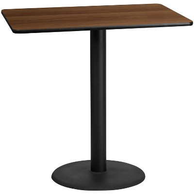 Flash Furniture 30'' x 48'' Rectangular Laminate Table Top with 24'' Round Bar Height Table Base