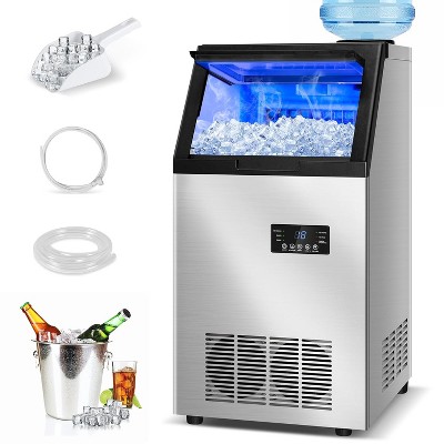 Hooure 15inch  Commercial Ice Maker Machine, 140Lbs/24 with 2 Water Inlet Modes, 45Pcs Ice Cubes 8 Mins
