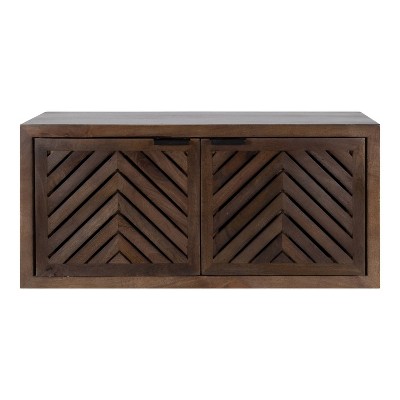 Kate & Laurel All Things Decor 30" x 10" x 14" Mezzeta 2 Door Wall Cabinet Natural Wood - No Assembly, MDF Surface
