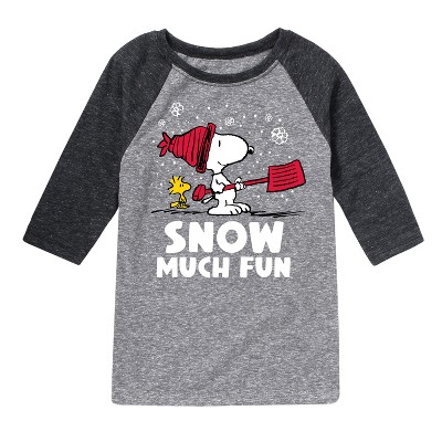 Boys' - Peanuts - Snoopy and Woodstock Snow Much Fun Raglan Graphic T-Shirt
