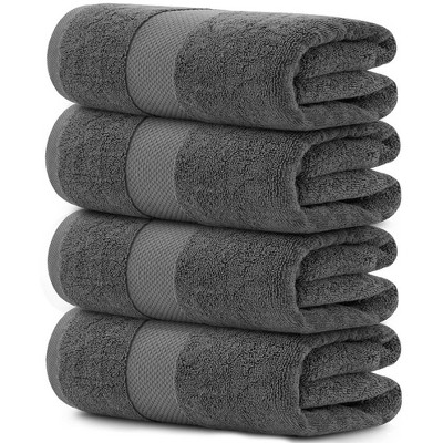 White Classic Luxury 100% Cotton Bath Towels Set of 4 - 27x54"