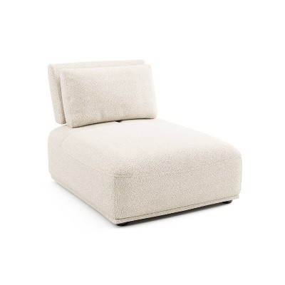 HOMES: Inside + Out Povoa Modern Modular Armless Chair Boucle with Extendable Backrest Beige