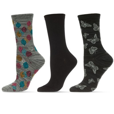 Memoi Nature Bamboo Blend Crew 3 Pair Pack Black 9-11