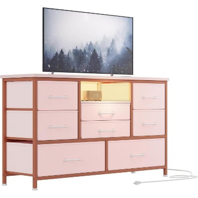8-Drawer TV Stand and Dresser with LED Lighting & Power Outlets for 55'' TV, Perfect for Bedroom and Living Room