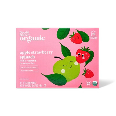 Organic Apple Strawberry Spinach Fruit Puree Applesauce Pouches - 38.04oz/12ct - Good & Gather™