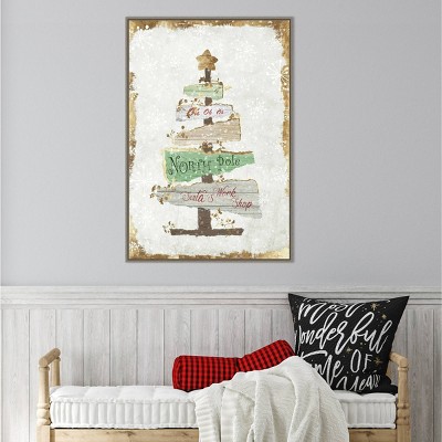 22" x 33" Golden Christmas Tree Framed Wall Canvas - Amanti Art: PI Studio Seasonal Decor