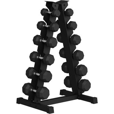 Rubber Coated Hex Dumbbell Weight Set, Multiple Sizes Exercise & Fitness Dumbbells,210LB Set, for Muscle Toning, Strength Building