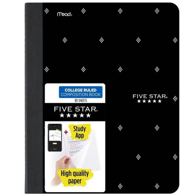 Five Star Fashion Comp Book 80ct Black with White Dot, School Supplies