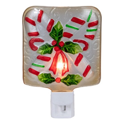 Northlight Candy Canes and Holly Glass Christmas Night Light - 4"