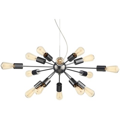 Possini Euro Design Gray Metal Large Chandelier 33" Wide Modern Sputnik 12-Light LED Fixture for Dining Room House Kitchen Island Entryway