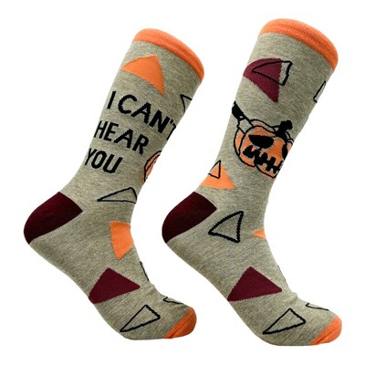Crazy Dog Women's I Cant Hear You Socks Funny Cut Halloween Pumpkin Joke Footwear