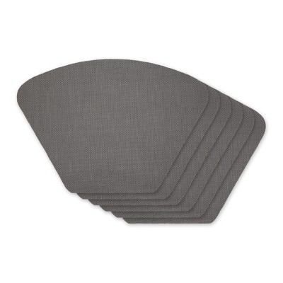 DII PVC Solid Round Table Placemat Set 6 Piece, Gray, 13x18.75"
