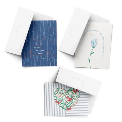 Sympathy Greeting Card Pack Sets (3 ct, Assorted) Sorry For Your Loss, Thinking of You Butterfly, Floral Heart by Ramus & Co