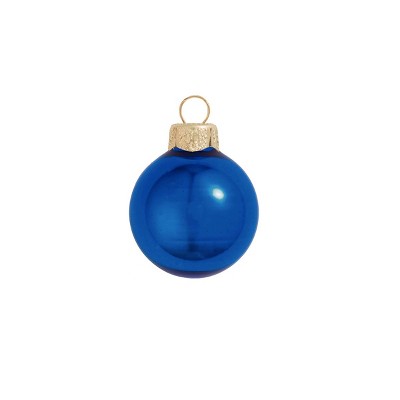 Northlight Shiny Glass Christmas Ball Ornaments - 3.25" (80mm) - Blue Cobalt - 8ct