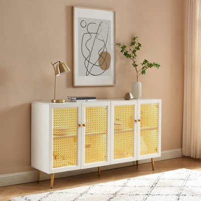Probe Hues Mordern 4-Door Sideboard with Metal Legs