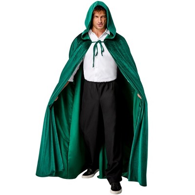 Rubies Adult Green Full Length Hooded Renaissance Cloak- One Size Fits Most