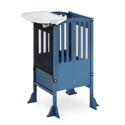 Guidecraft Contemporary Kitchen Helper Toddler Tower and Mealtime and Play Tray Bundle: Folding and Adjustable Kids Step Stool